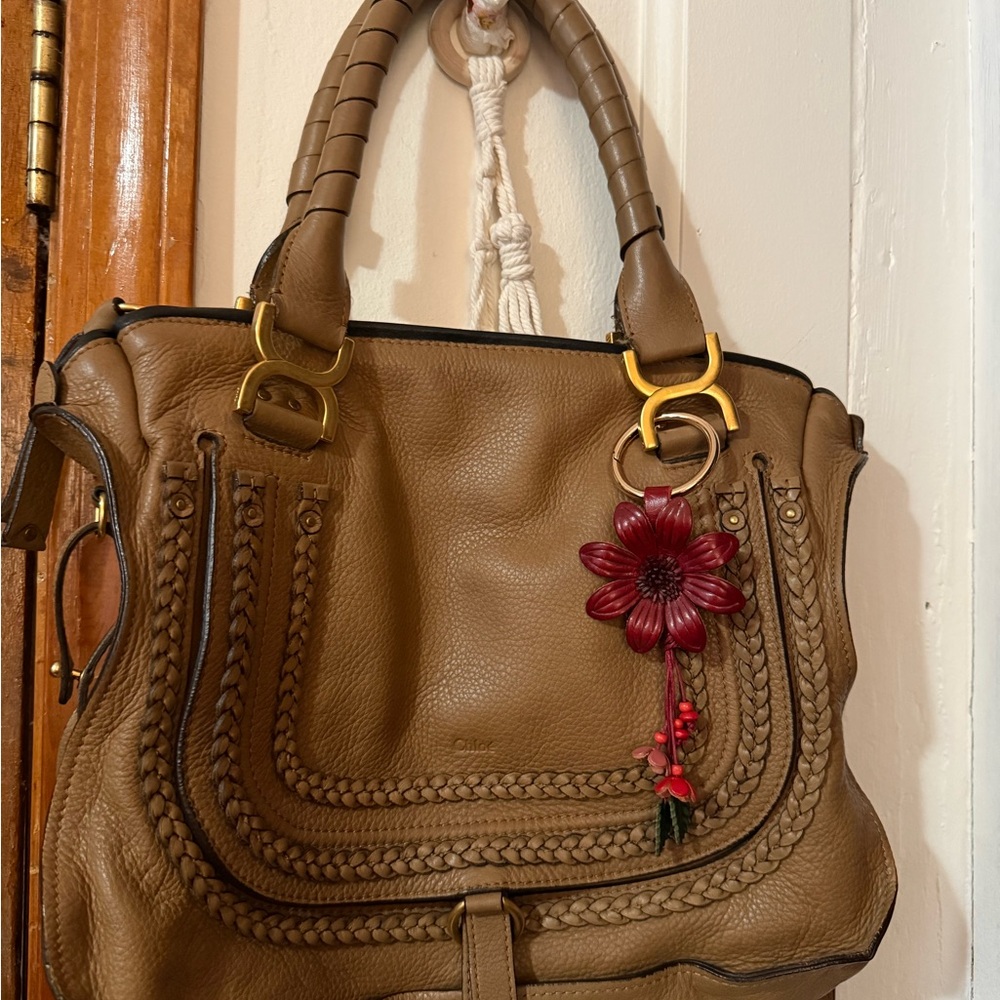 👜 CHLOE MARCIE 👜 BROWN BRAIDED PEBBLED LEATHER HANDBAG AUTHENTIC